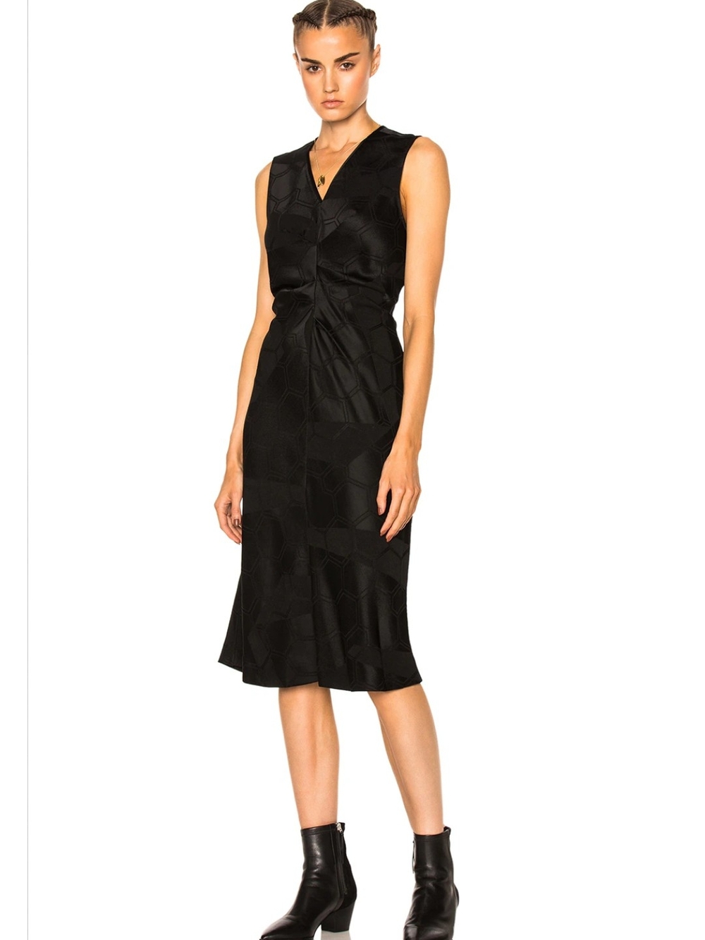 Isabel Marant Black Sleeveless V-Neck Twist-Detail Midi Dress